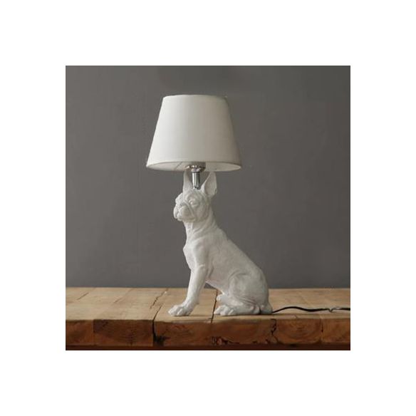 Table d'étude de chien Lumière avec tissu de la teinte en résine unique lampe de table moderne en blanc