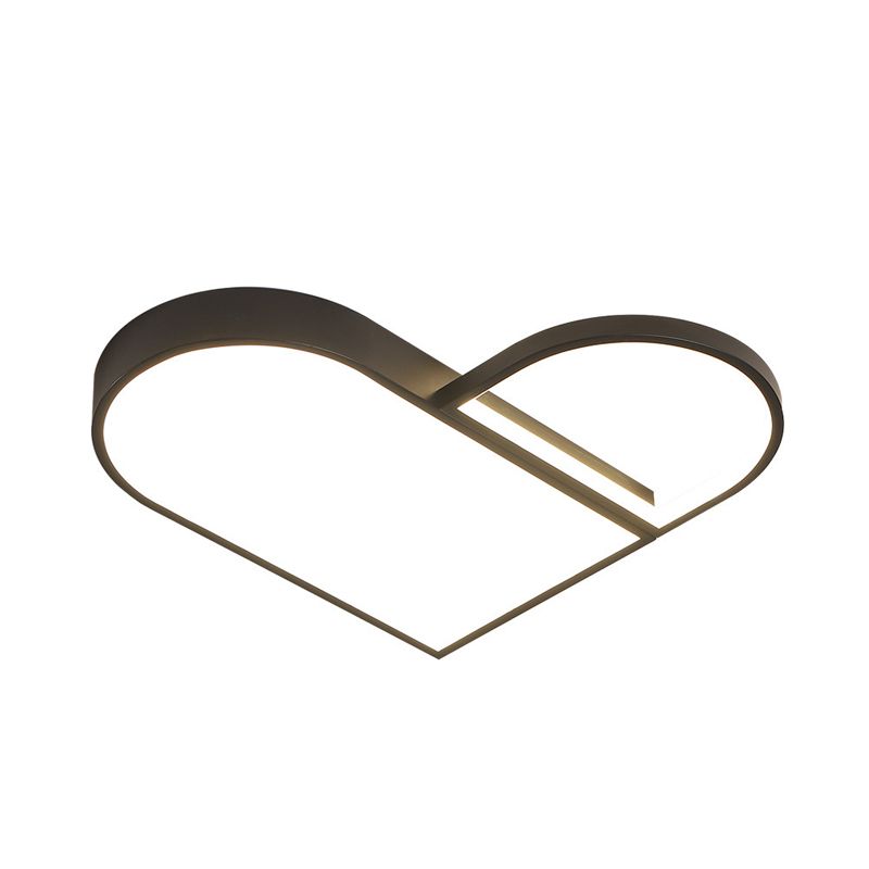 LED Bedroom Flush Mount Modern White/Black Flush Lighting with Love Heart Shape Metal Shade, 19.5"/23.5" Width