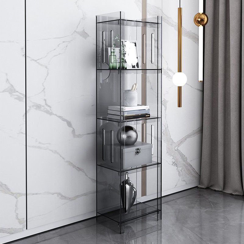 Modern Closed Back Standard Bookshelf Acrylic Bookcase with Rectangular Shelves