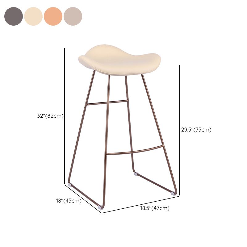 Glam Leather Bar Stool Backless Metal Base Counter Stool for Bristol