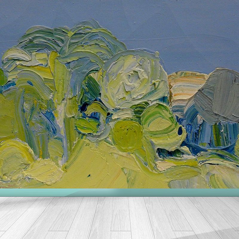 Nature Scene Painting Mural Decal Green Contemporary Art Wall Covering for Living Room