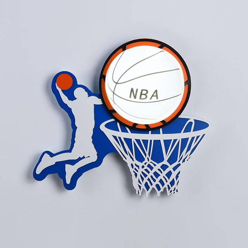 Plastic Round Shade LED Wall Lamp Cartoon Blue Wall Light Fixture for Kindergarten