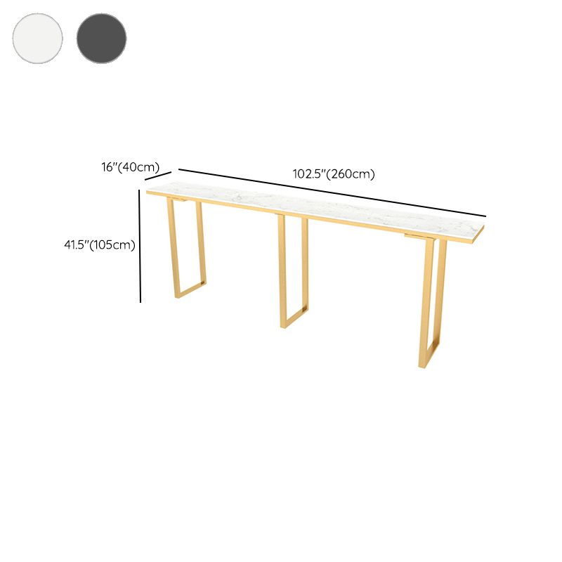 Faux Marble Top Table Modern Style Bistro Pub Table with Metal Base