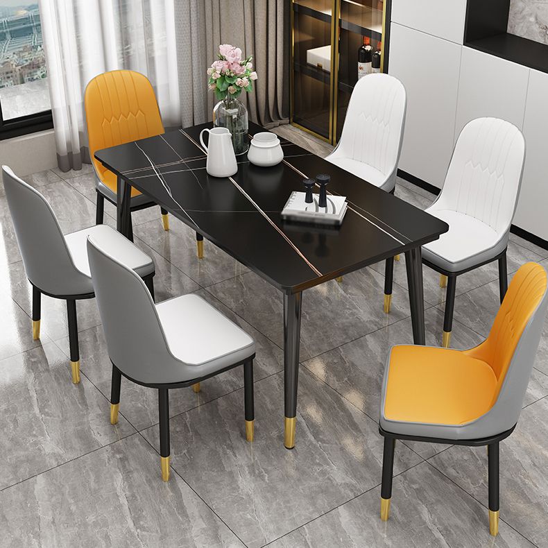 Mesa de piedra sinterizada de cocina industrial Mesa de comedor rectangular estándar con 4 patas Base