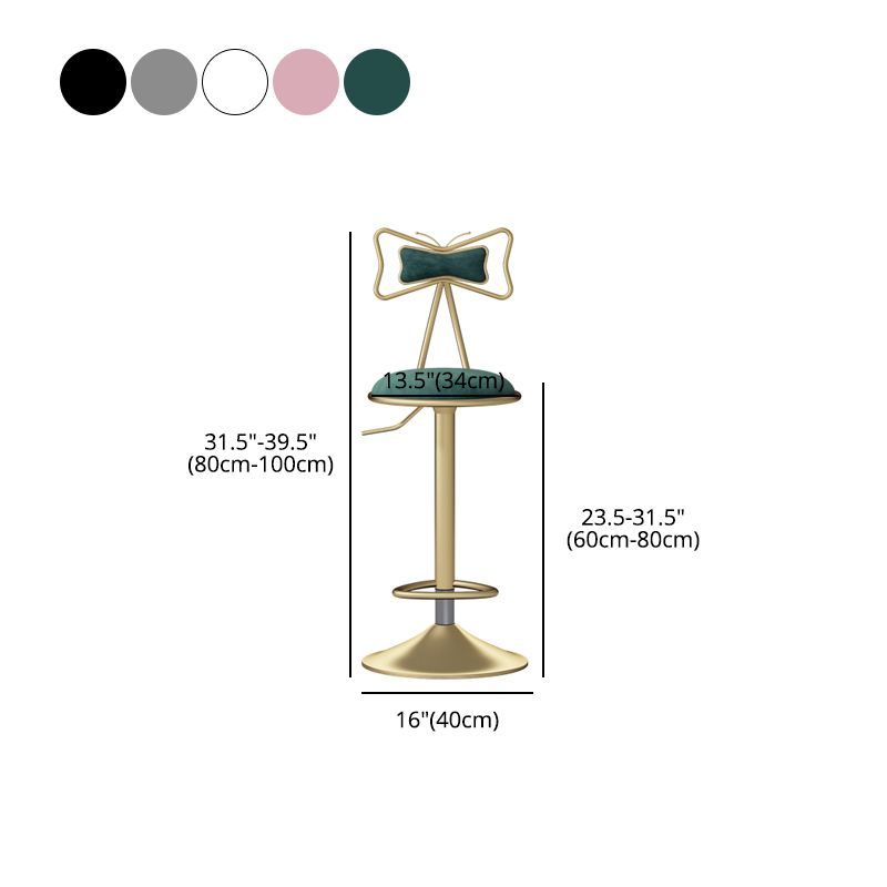 Glam Rotatable Liftable Counter Stool Iron Beauty Shop Bar Stool with Velvet Cushion