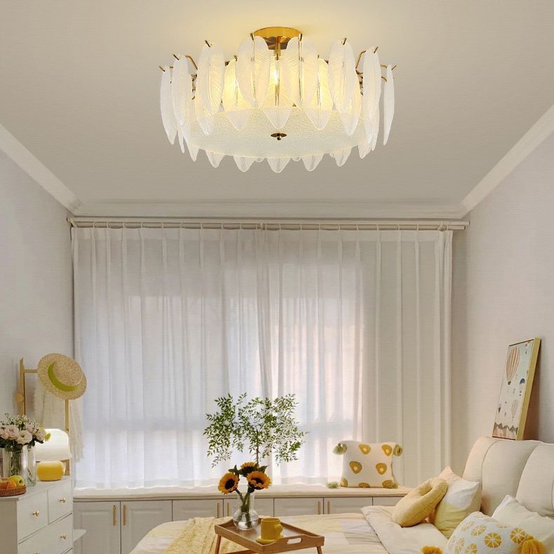 Contemporary Ceiling Lamp Household Glass Shade Flush Mount Light Fixture
