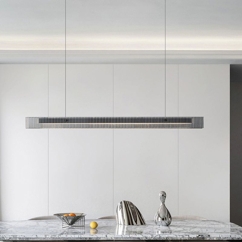 Aluminum Kitchen Island Fixture LED Bar Ceiling Pendant with Glass Shade