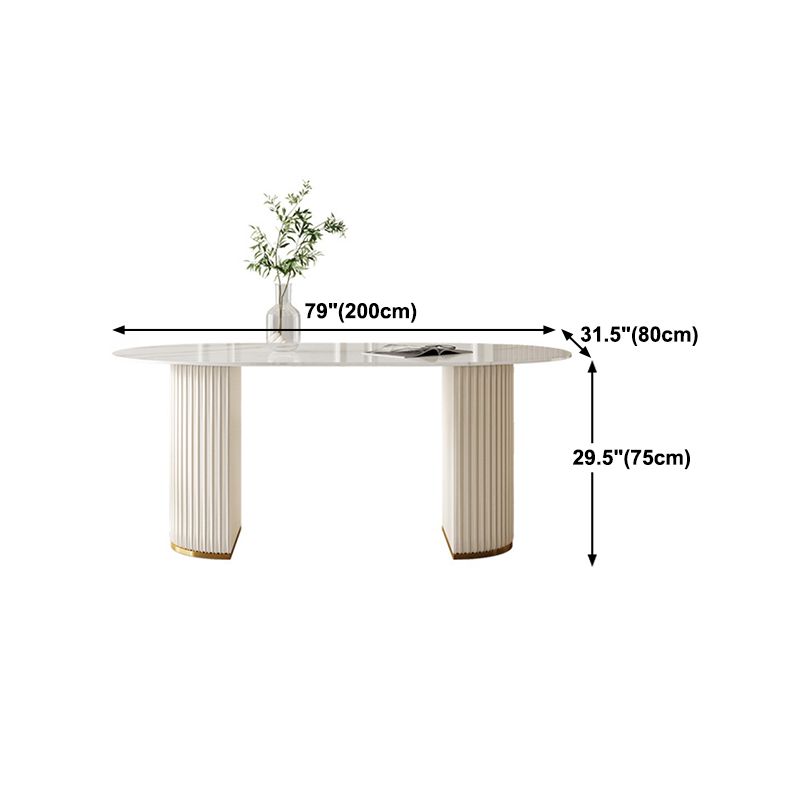 Traditional Luxury Dining Table White Stone Oval Dining Table for Kitchen