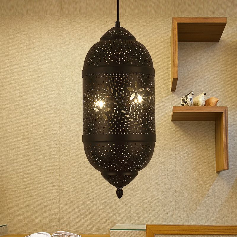Kit luce appesa a 3 luci araba incisa araba il lampadario a soffitto in metallo in metallo in nero per sala da pranzo