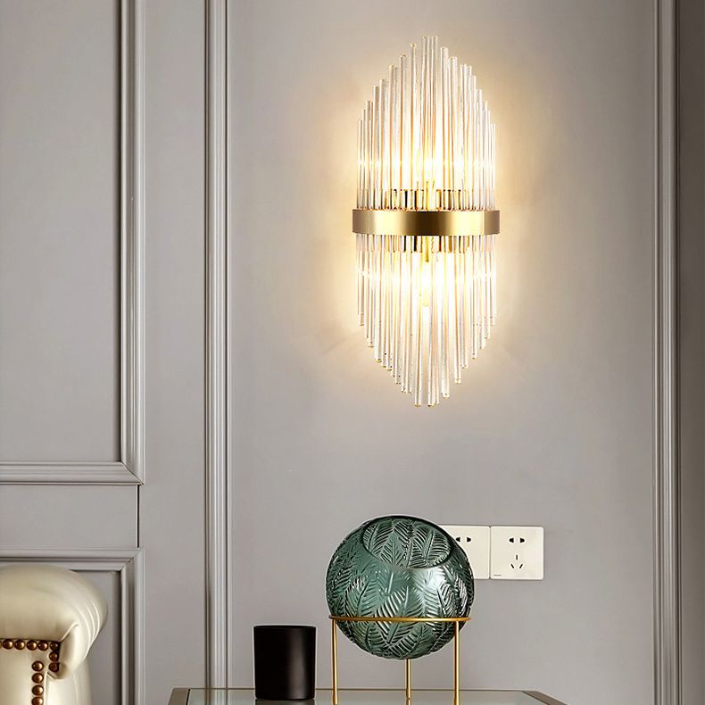 Lámpara de luz de apliques de cristal posmodernos de 2 cabezas de pared para sala de estar de dormitorio