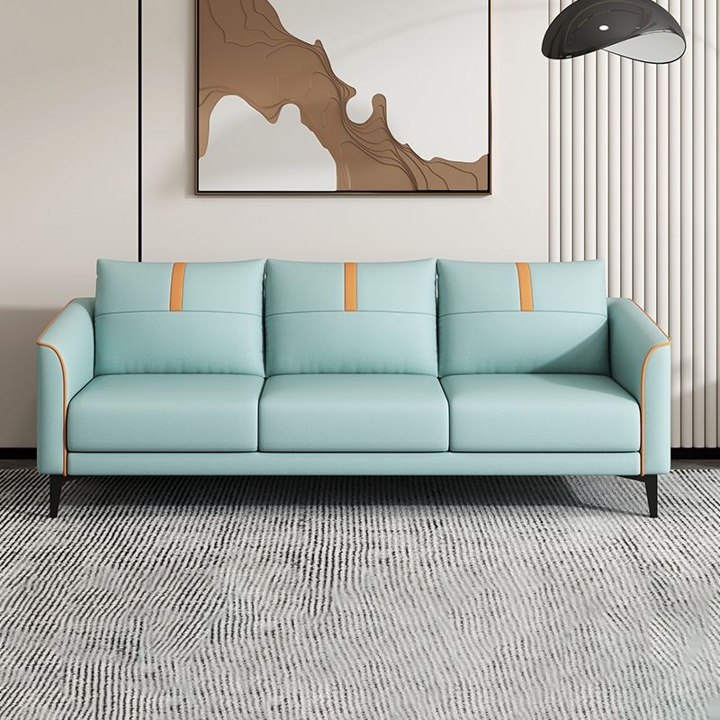 31.49" H Pillow Back Sofa Square Arm Faux Leather Convertible Sofa