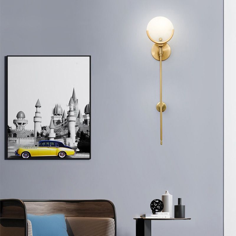 Single Golden Modern Wall Mounted Sconce Shaded Wall Light for Foyer