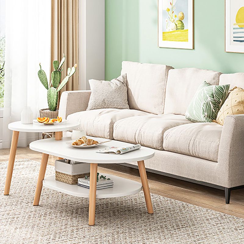 Four Legs Coffee Table Artificial Wood Coffee or End Table with Shelf