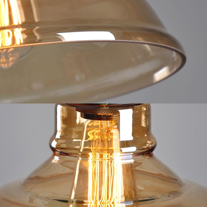 1 Light Pendant Light Vintage Industrial Minimalist Glass Shade Dining Room Hanging Lamp