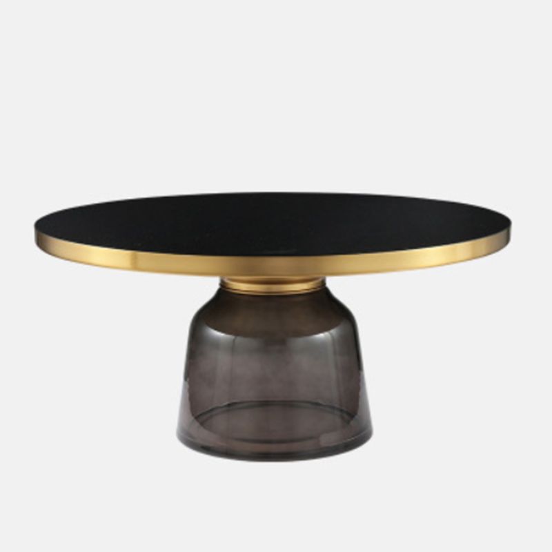 Contemporary Round Side Table Glass Pedestal Sofa End Table for Living Room