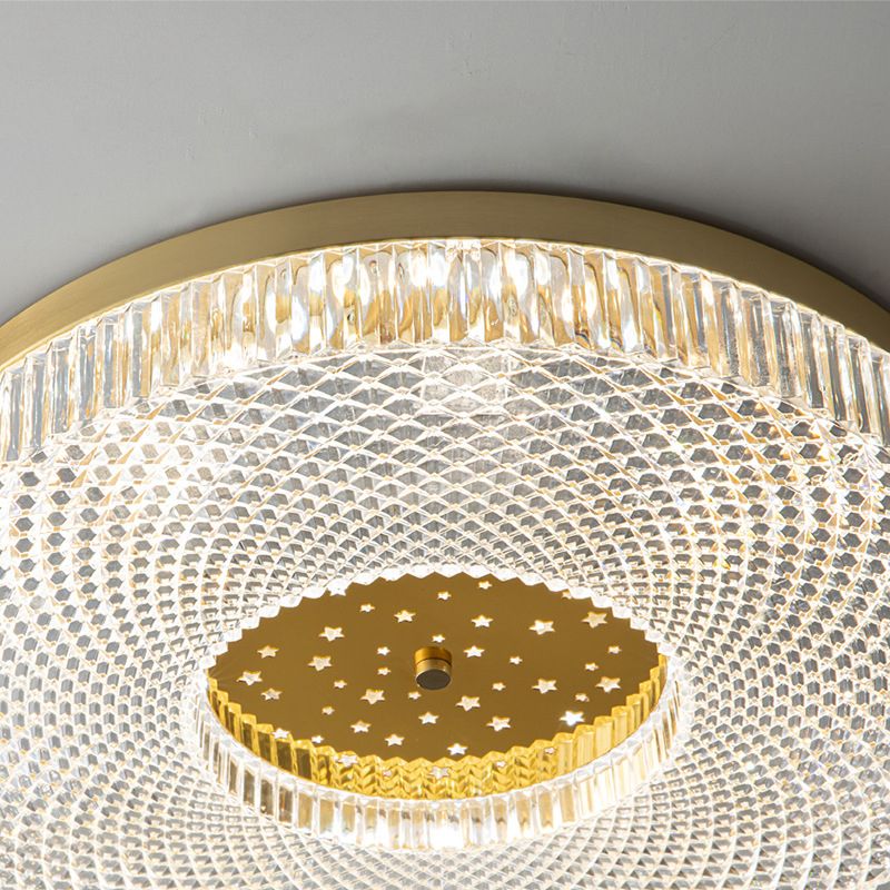 Modern Circular LED Flush Mount Lighting Golden / Black Ceiling Light for Bedroom