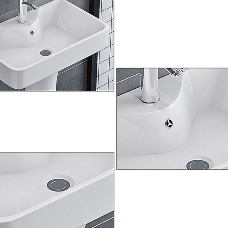 Square Pedestal Sink Ceramic Metal Ground Installation Bathroom Sink