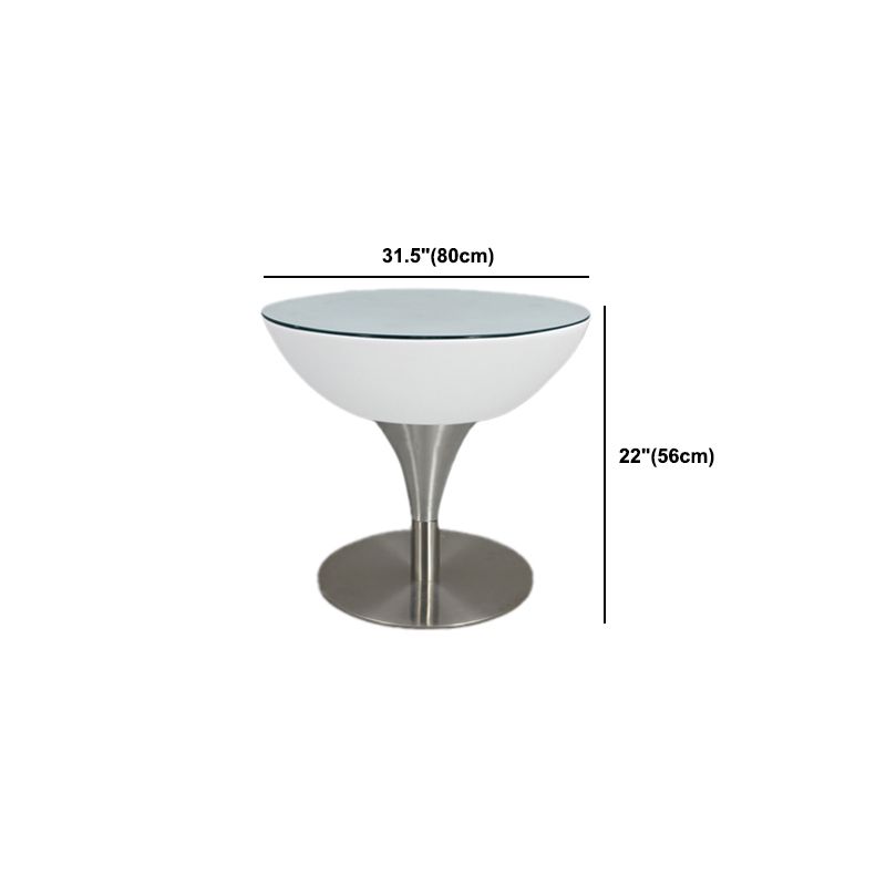 Modern White Plastic Counter Table with Round Table Top Silver Pedestal Table