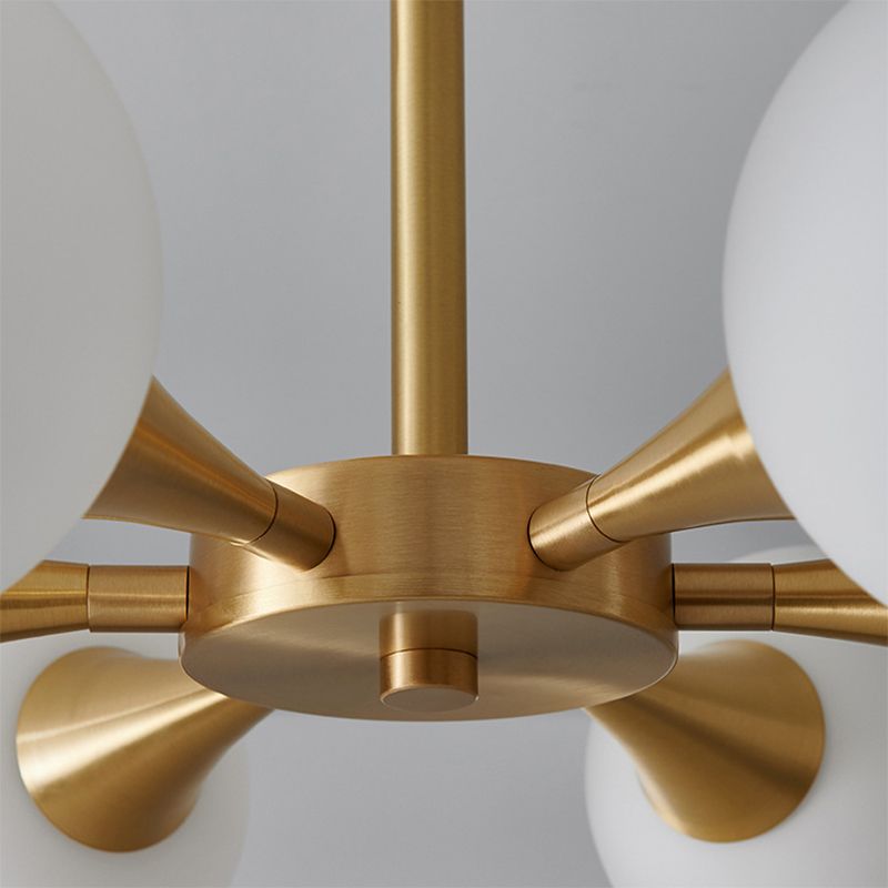 Post-Modern Starburst Hanging Chandelier Light Glass Shade Ceiling Chandelier in Gold for Living Room