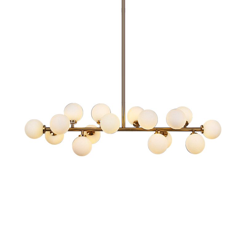 Light Isola gorgogliato Isola Postmoderna Opal Glassone glassata 16 lampadine Gold Assicatore Luce del soffitto a sospensione
