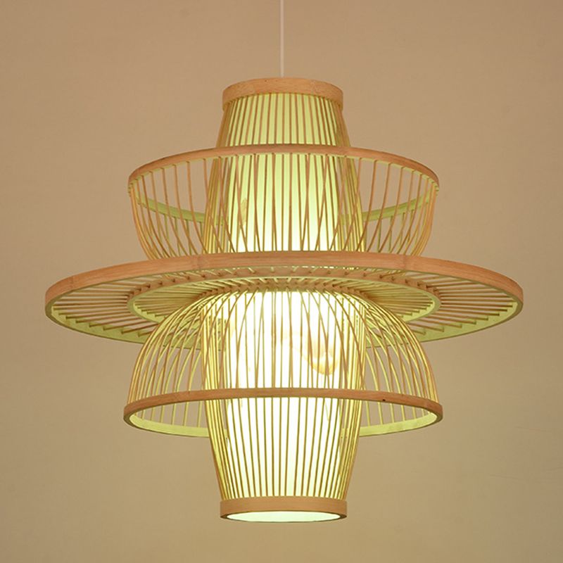 Chinesische Lotus -Anhänger Beleuchtungskörper Rattan Hanges Licht mit hängenden Kabel für das Restaurant