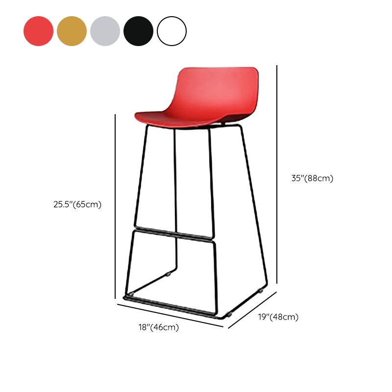 Nordic Low Back Counter Bar Stool Plastic Bar Stool with Metal Legs for Home