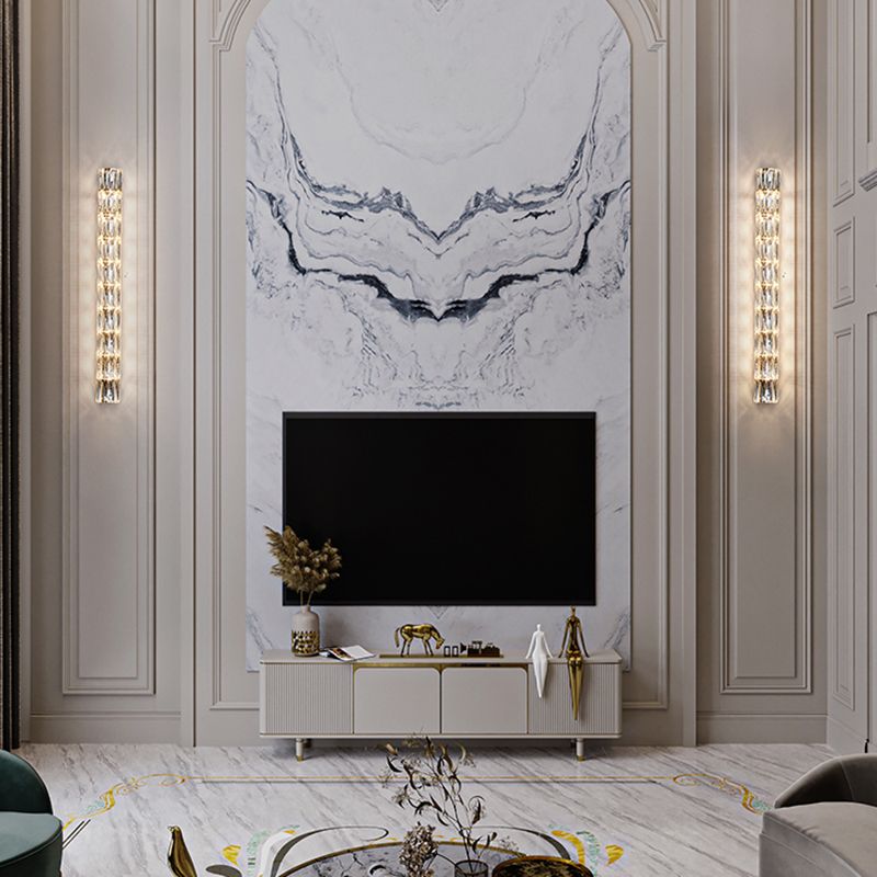 Cylinder Shape Crystal Wall Sconces Modern Multi-Lights Wall Mount Light Fixture