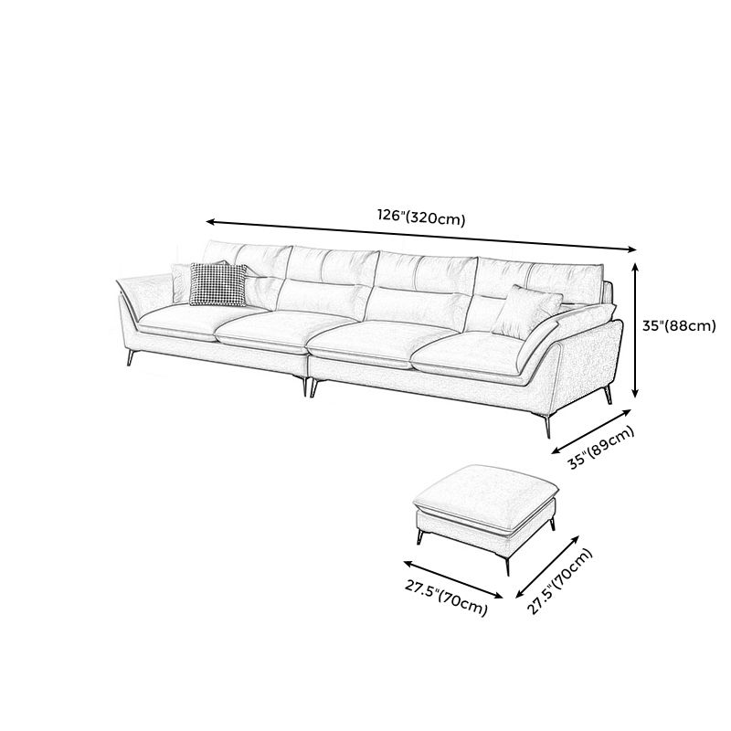 Cream Faux Leather High Back Pillow Top Arm Sofa/Sectional with Stain-Resistant