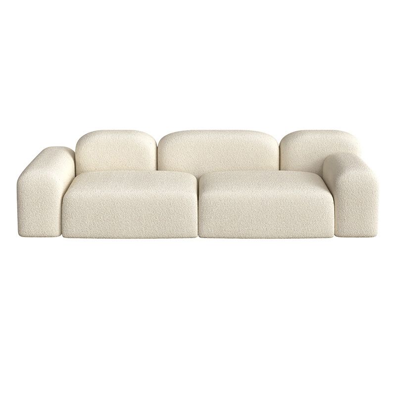 Contemporary Style Stationary Sofa Wool Rolled Arm Sofa in White