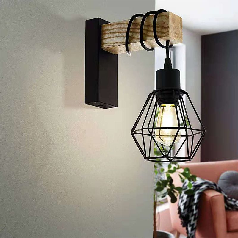 Metal Geometric Wall Light Sconce Industrial 1 Light Wall Mounted Lamp