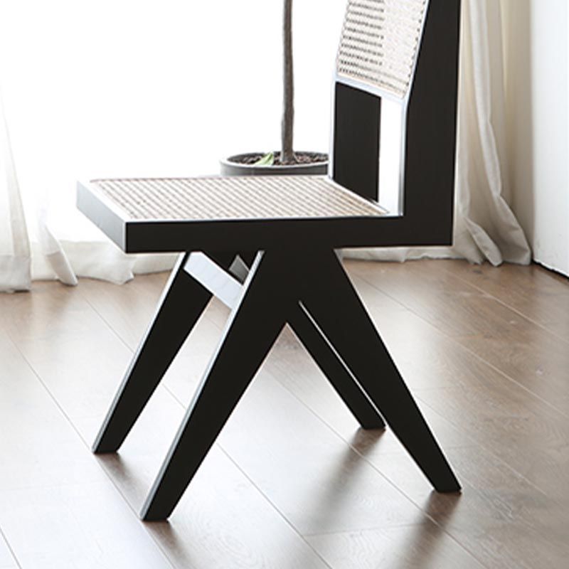 Contemporary Rattan Chair Open Back Dining Side Furniture in Matte Finish for Indoor