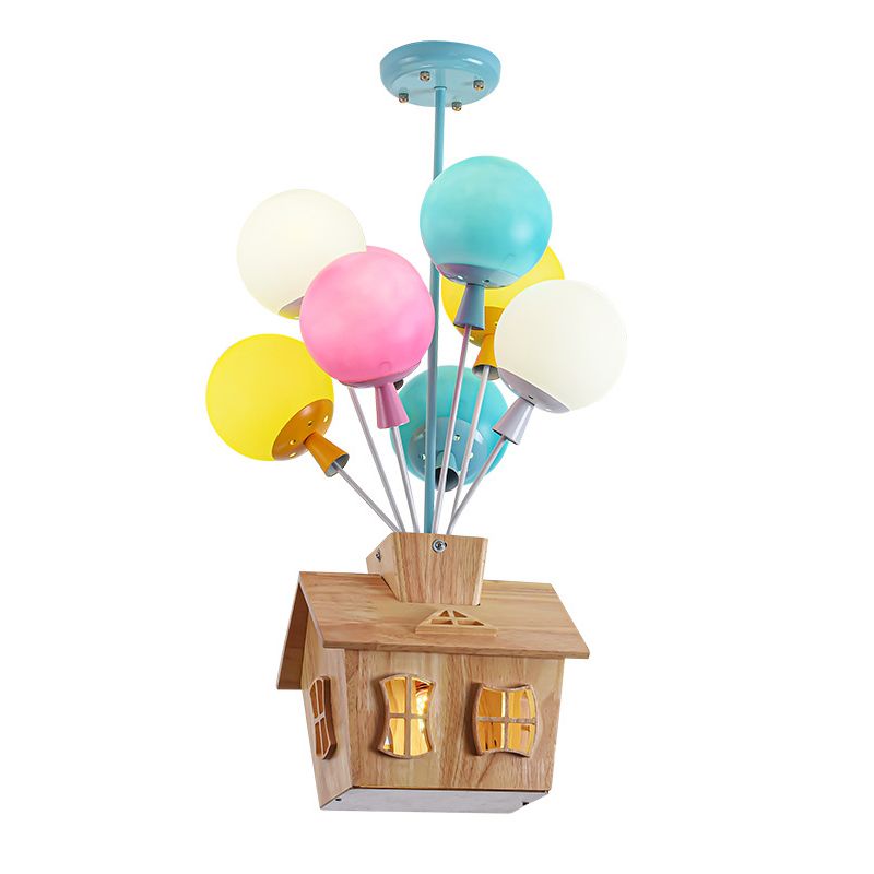 Contemporary Ceiling Lamp Colorful Glass Shade Flush Mount Light Fixture