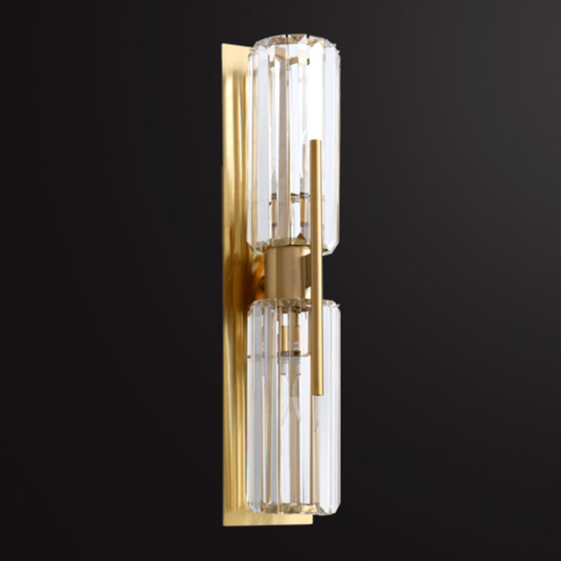 Postmodern Crystal Wall Light Cylinder 2 Lights Wall Sconce for Living Room