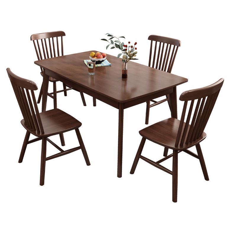 Industrial Rubber Wood Dining Table Rectangle Kitchen Table with 4 Legs