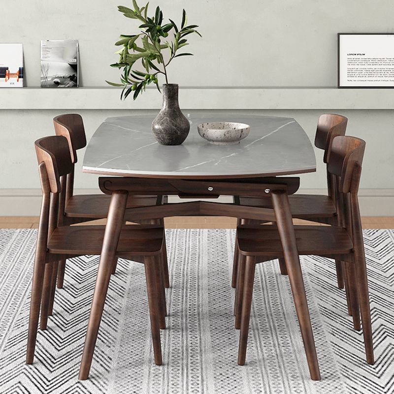 1/5/7/9 Pieces Sintered Stone Top Round Grey Dining Set for Home