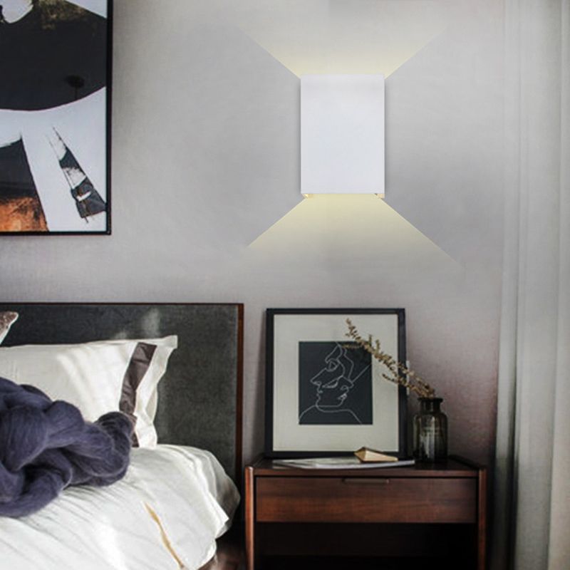 2-Lights Geometric Wall Light Sconce Modern Style Black and White Aluminum Wall Lighting