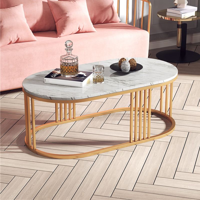 White Marble Top Coffee Table Gold Frame Coffee Cocktail Table