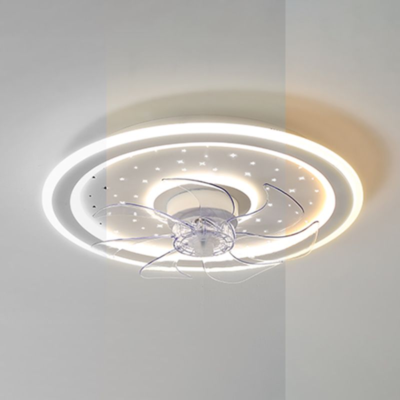 Ventilador de techo de dormitorio LED de metal ligero simple cerca de la iluminación del techo