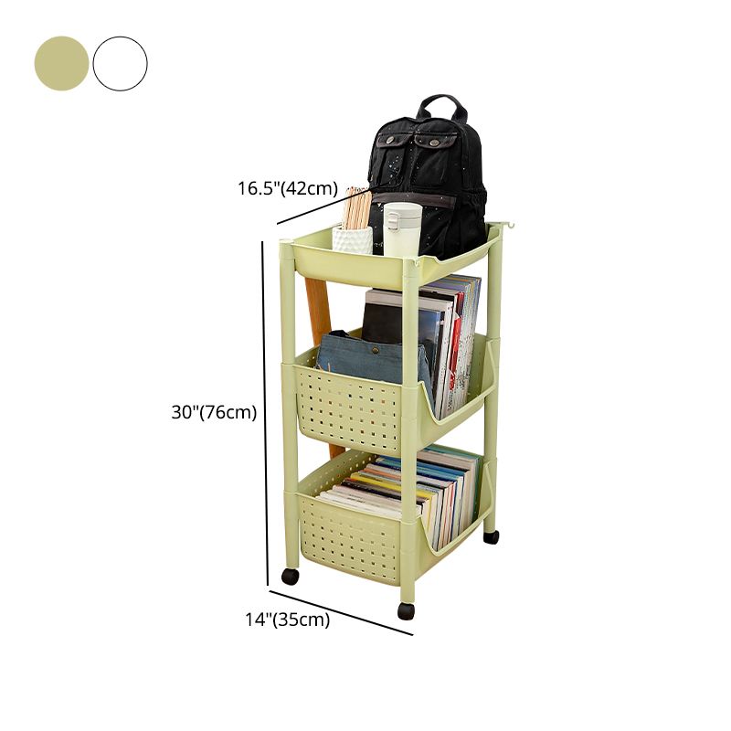 Plastic Standard Bookcase Contemporary Style Open Back Bookshelf with Wheels