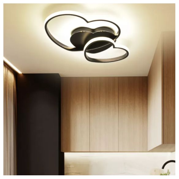 Heart Ceiling Light Fixture Minimalist Style Metal LED Bedroom Semi Flush Mount Light