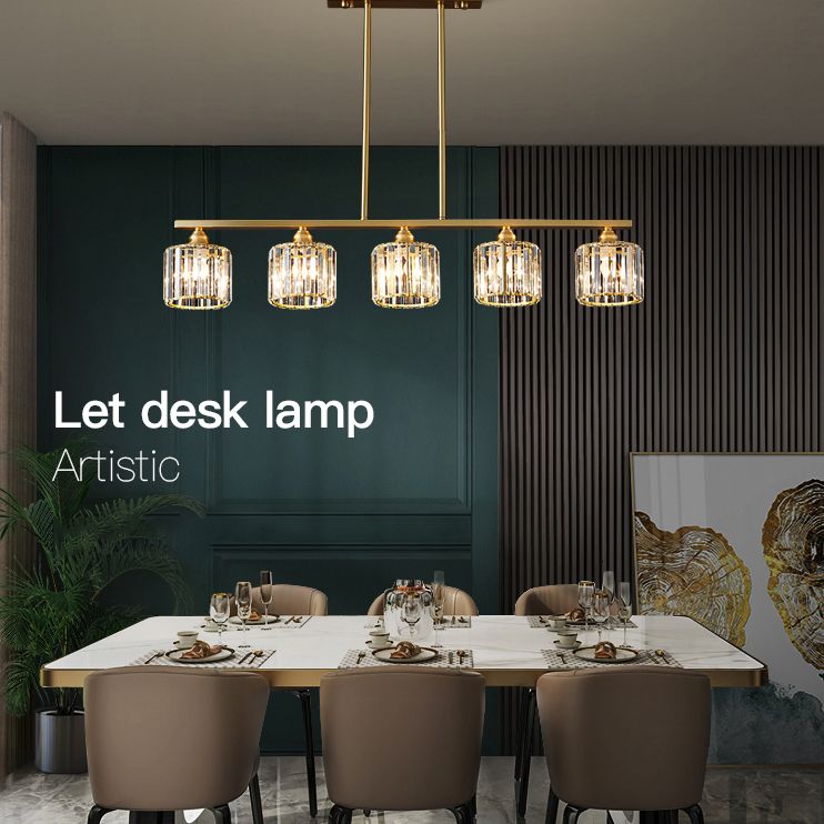 Lámpara de colgadura de estilo nórdico de estilo de cristal de cobre completo para el comedor