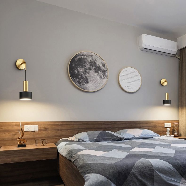 Adjustable Angle 1 Light Cylinderical Wall Sconce Nordic Luxury Style Metal Sconces