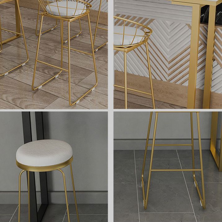 Modern Bar Table Set 1/4/7 Pieces Faux Marble Counter Table with Upholstered Stools