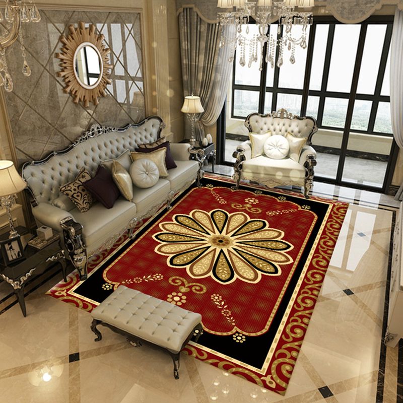 Moroccan Tribal Classicism Rug Polyester Indoor Carpet Non-Slip Backing Area Rug for Living Room