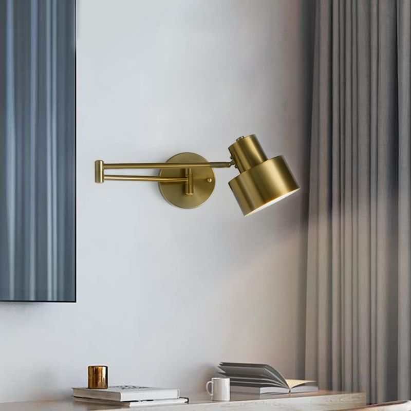 Modern Metal Wall Light Geometric Swing Arm Wall Sconce for Living Room
