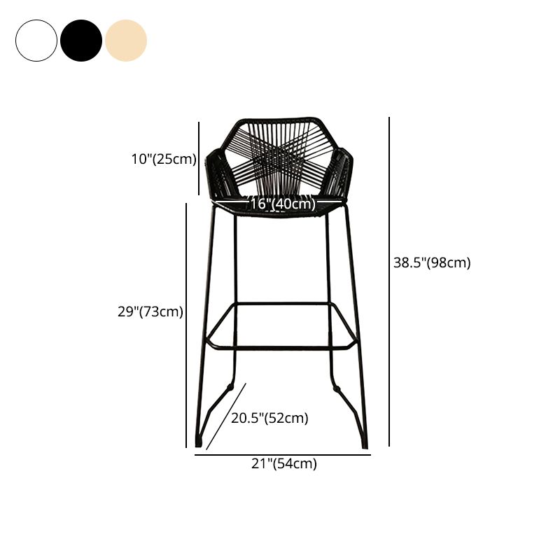 Moderne Armlehre Rückenlehne Theke Stuhl Iron Balcony Barhocker mit Rattansitz und Pedal