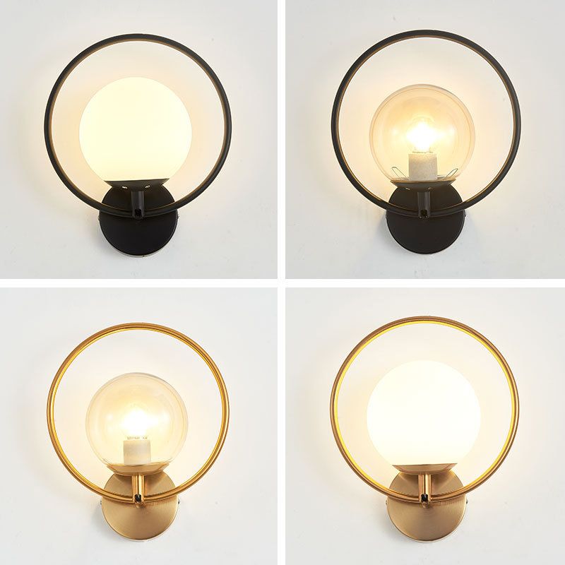 Hoop Shape Wall Sconce Modern Style Metal 6 Lights Wall Mount Lamp for Living Room