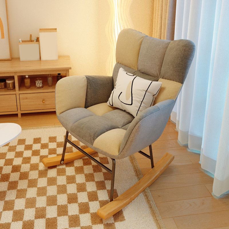 Modern Rocker Chair Upholstered Dark Legs Glider Button-Tufted