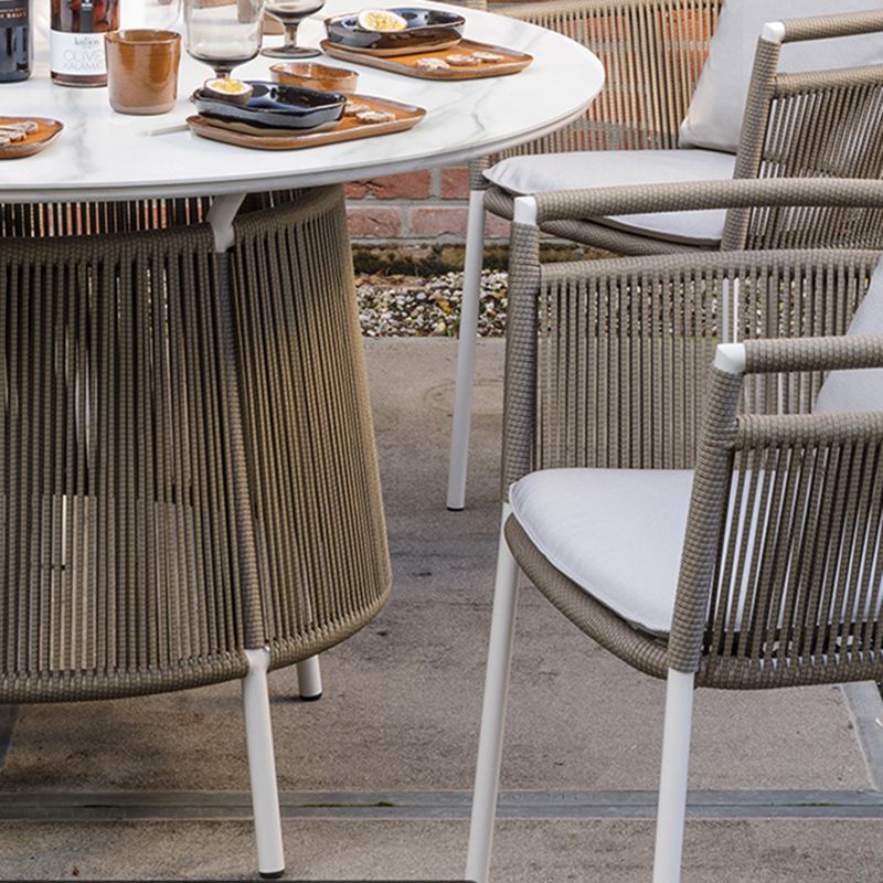 Boho Style Dining White Round Stone 1/2/5/6 Pieces Dining Set