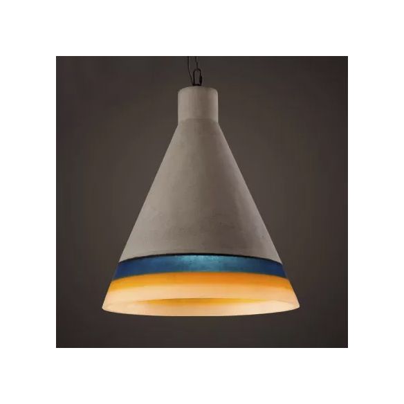 Dunkelblau/hellblau/orange Conic Anhänger hell antike Stilzement 1 Kopf Restaurant Hängende Lichtstoffe